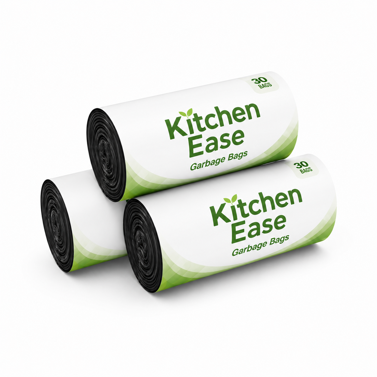 KitchenEase Garbage Bags | Home size 90 Bags - 30 X 3 Rolls | 19 X 21 inches | Black