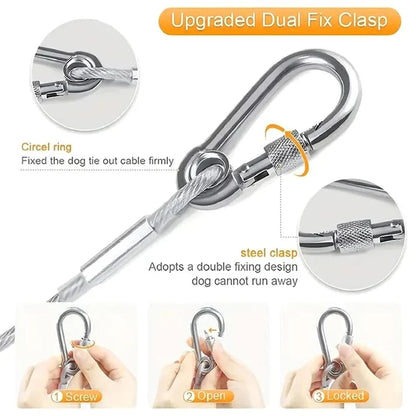 Heavy-Duty Stainless Steel Clothesline with Carabiner Hooks (Pack of 2)