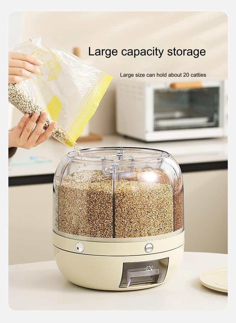 6-Grid Rotating Food Dispenser - One-Click Cereal Dispenser