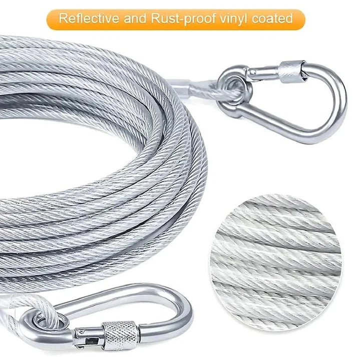 Heavy-Duty Stainless Steel Clothesline with Carabiner Hooks (Pack of 2)