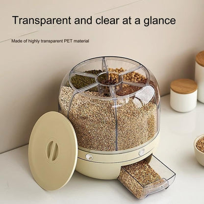 6-Grid Rotating Food Dispenser - One-Click Cereal Dispenser