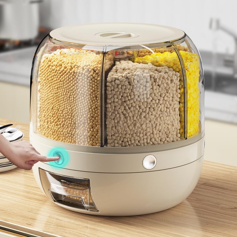 6-Grid Rotating Food Dispenser - One-Click Cereal Dispenser