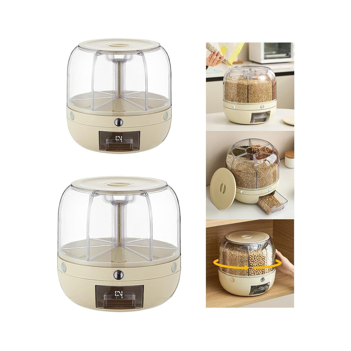 6-Grid Rotating Food Dispenser - One-Click Cereal Dispenser