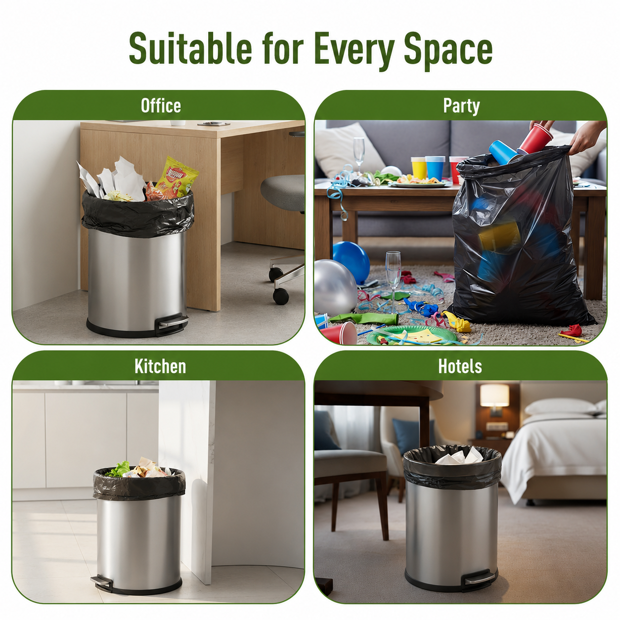KitchenEase Garbage Bags | Home size 90 Bags - 30 X 3 Rolls | 19 X 21 inches | Black
