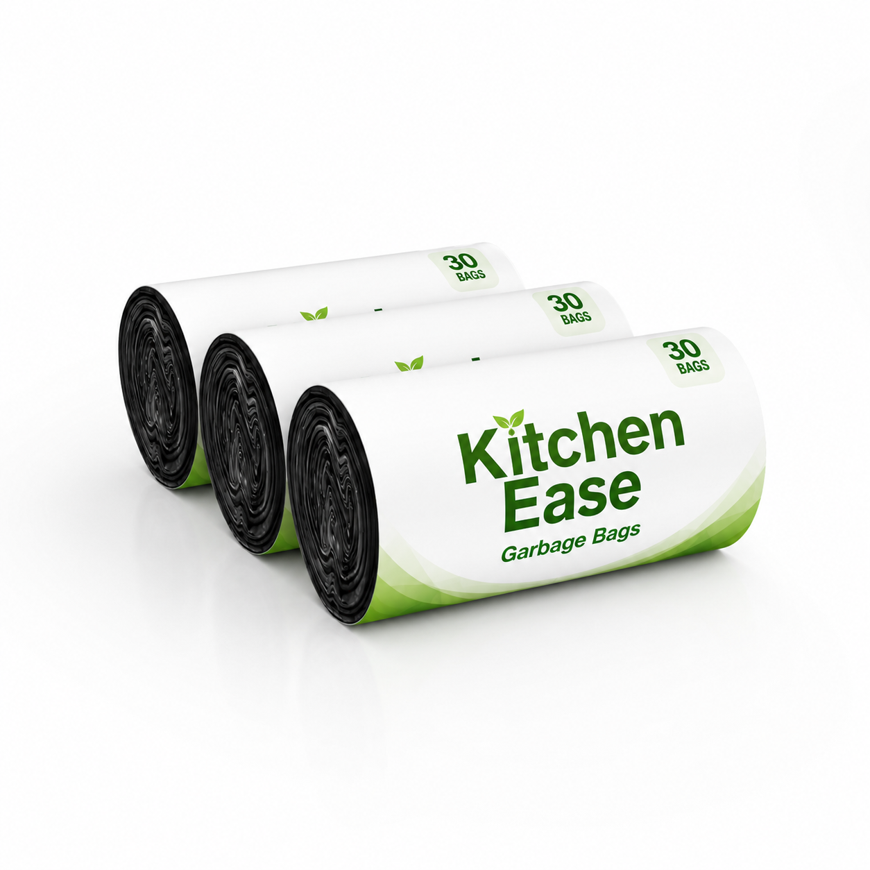 KitchenEase Garbage Bags | Home size 90 Bags - 30 X 3 Rolls | 19 X 21 inches | Black
