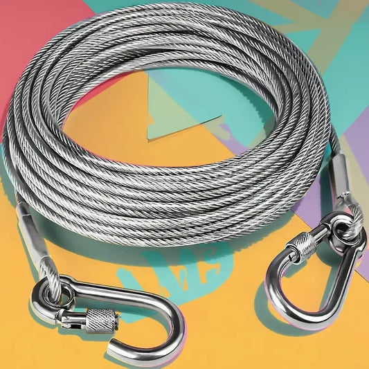 Heavy-Duty Stainless Steel Clothesline with Carabiner Hooks (Pack of 2)