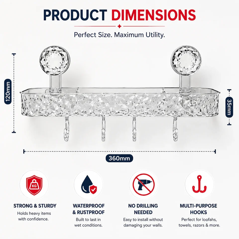 Non-Drill Bathroom Wall Shelf for Washroom