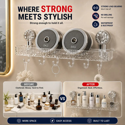 Non-Drill Bathroom Wall Shelf for Washroom