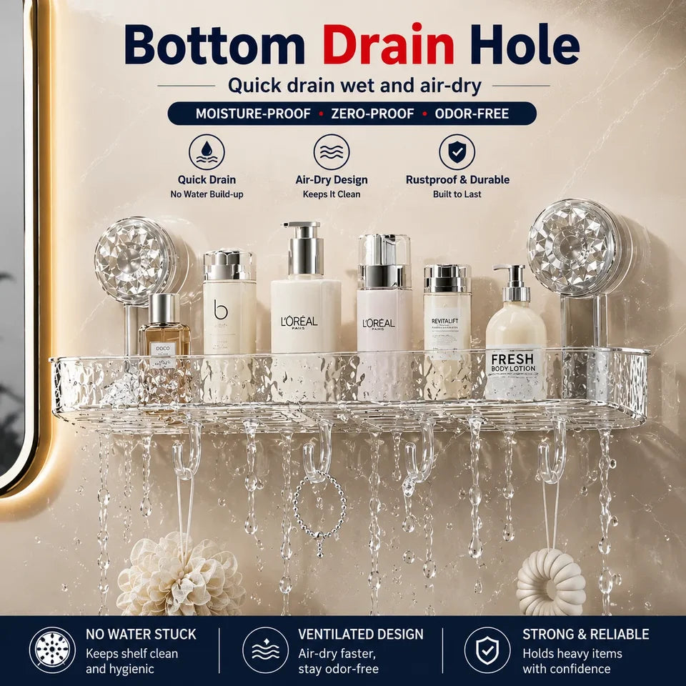 Non-Drill Bathroom Wall Shelf for Washroom