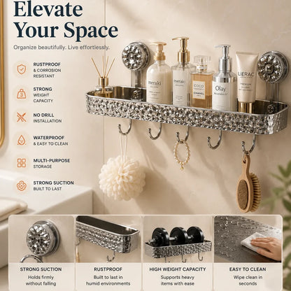 Non-Drill Bathroom Wall Shelf for Washroom